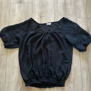 Lily White Sheer Black  Boho Blouse‎ Bell Sleeves Size Medium Pheasant